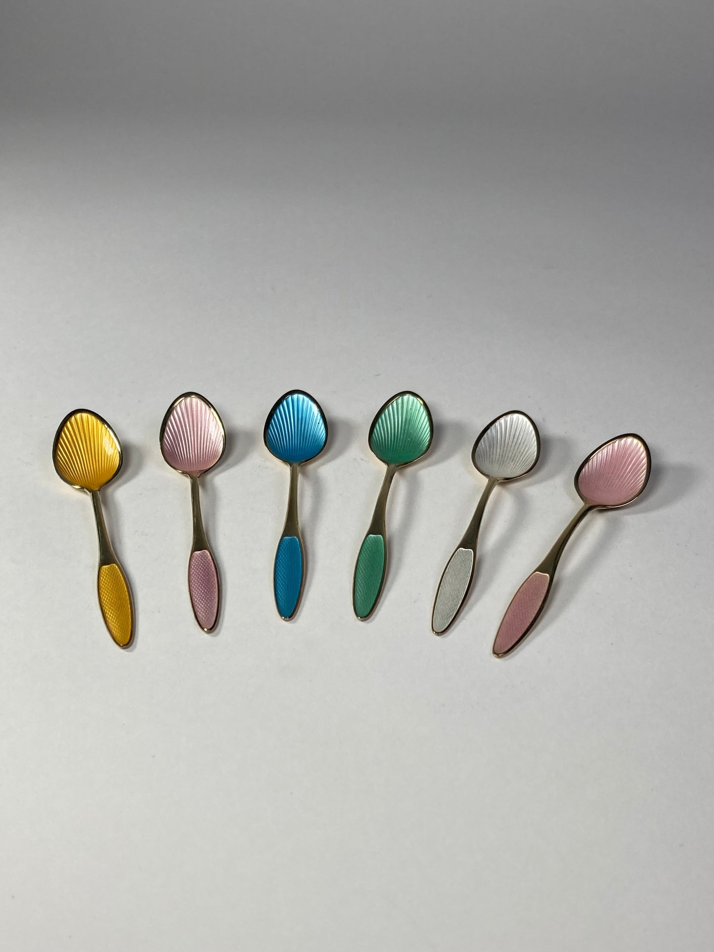 Set of Six Danish Enamel spoons