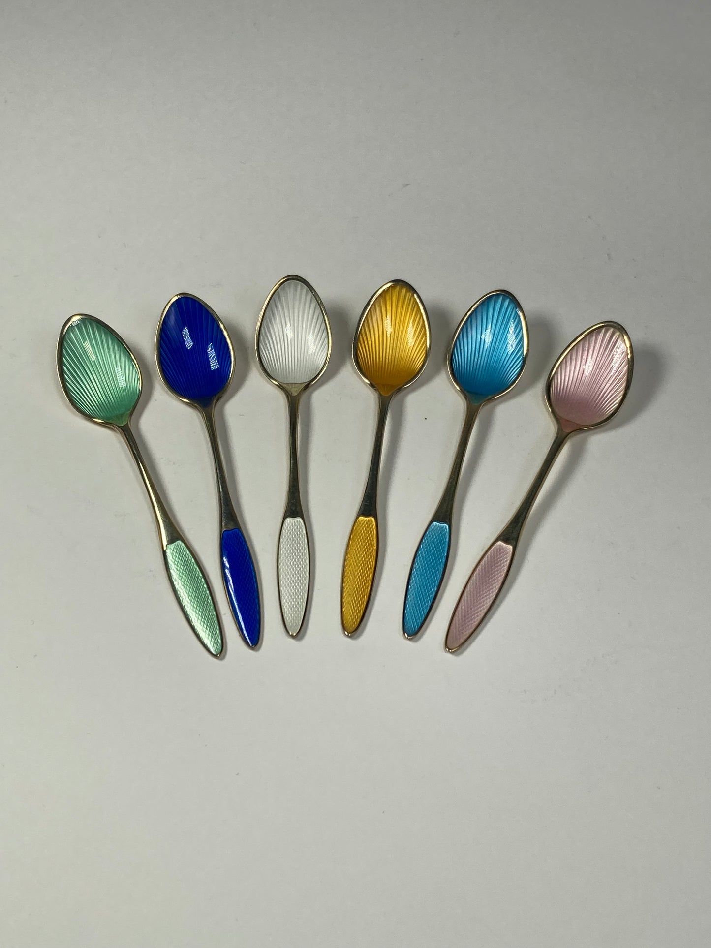 Set of Six Danish Enamel spoons