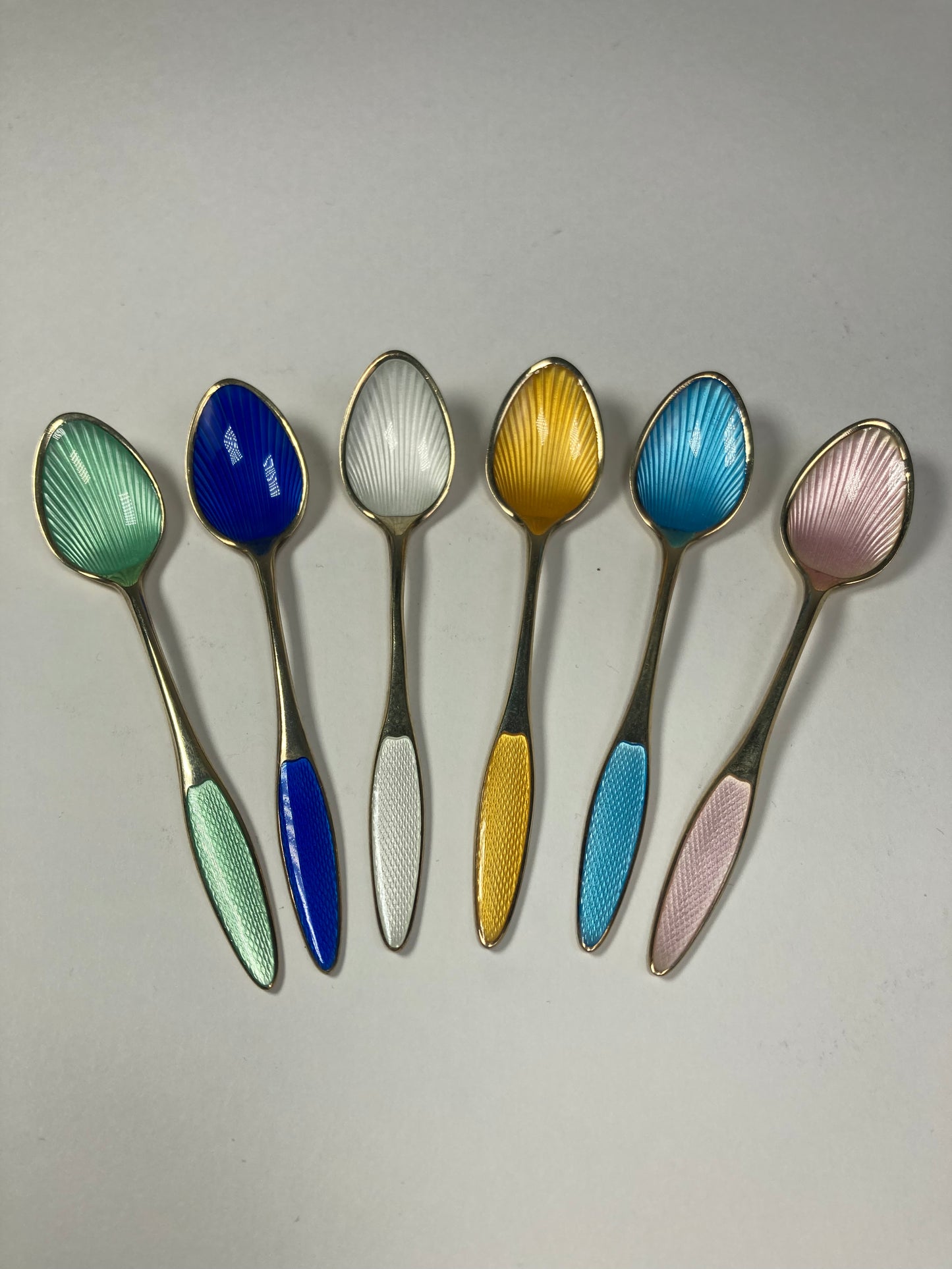 Set of Six Danish Enamel spoons