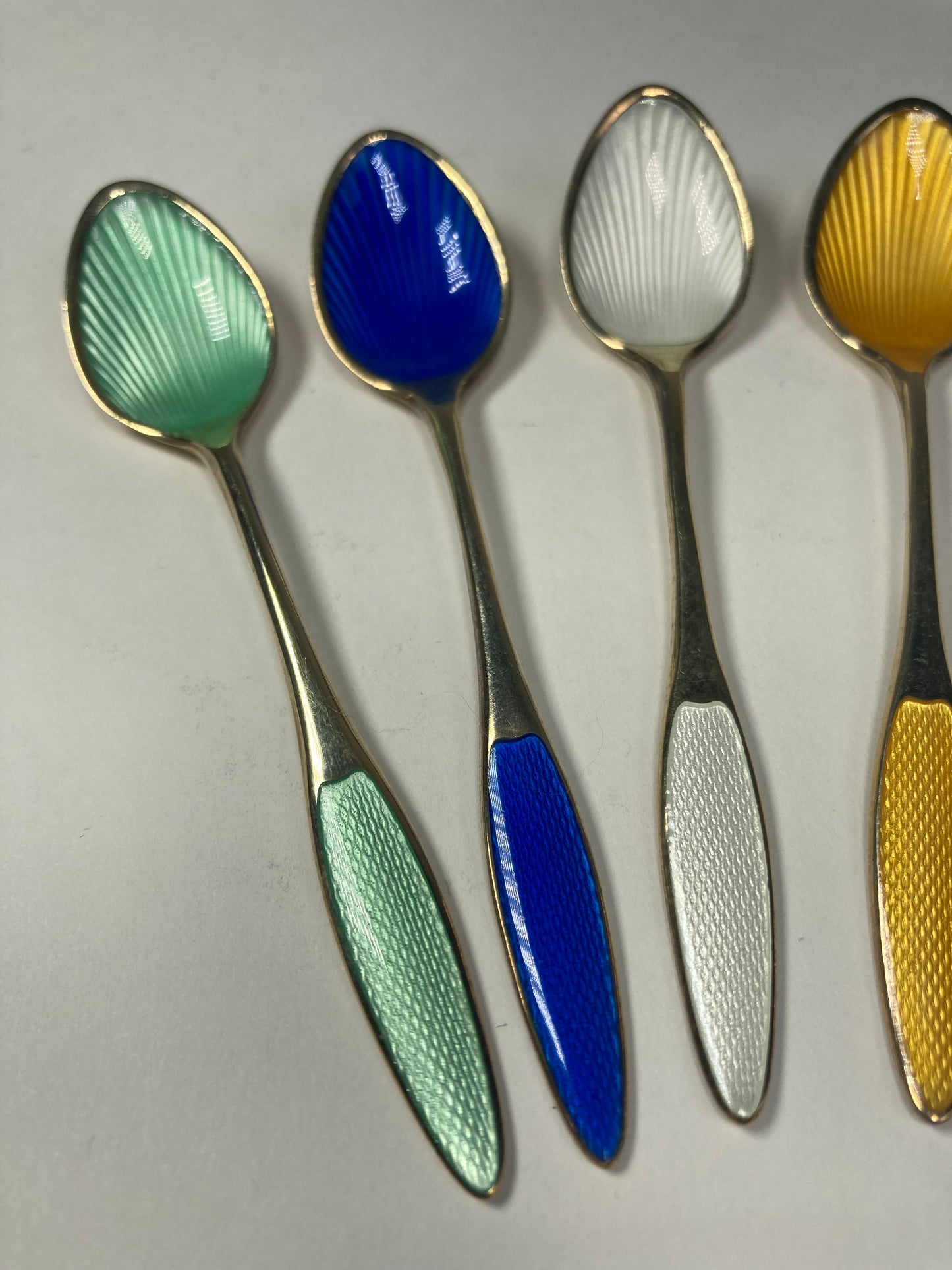 Set of Six Danish Enamel spoons