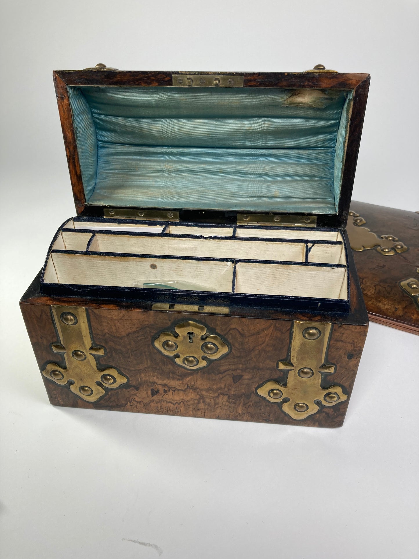 Charles Asprey Walnut and Brass Stationary Box & Blotter