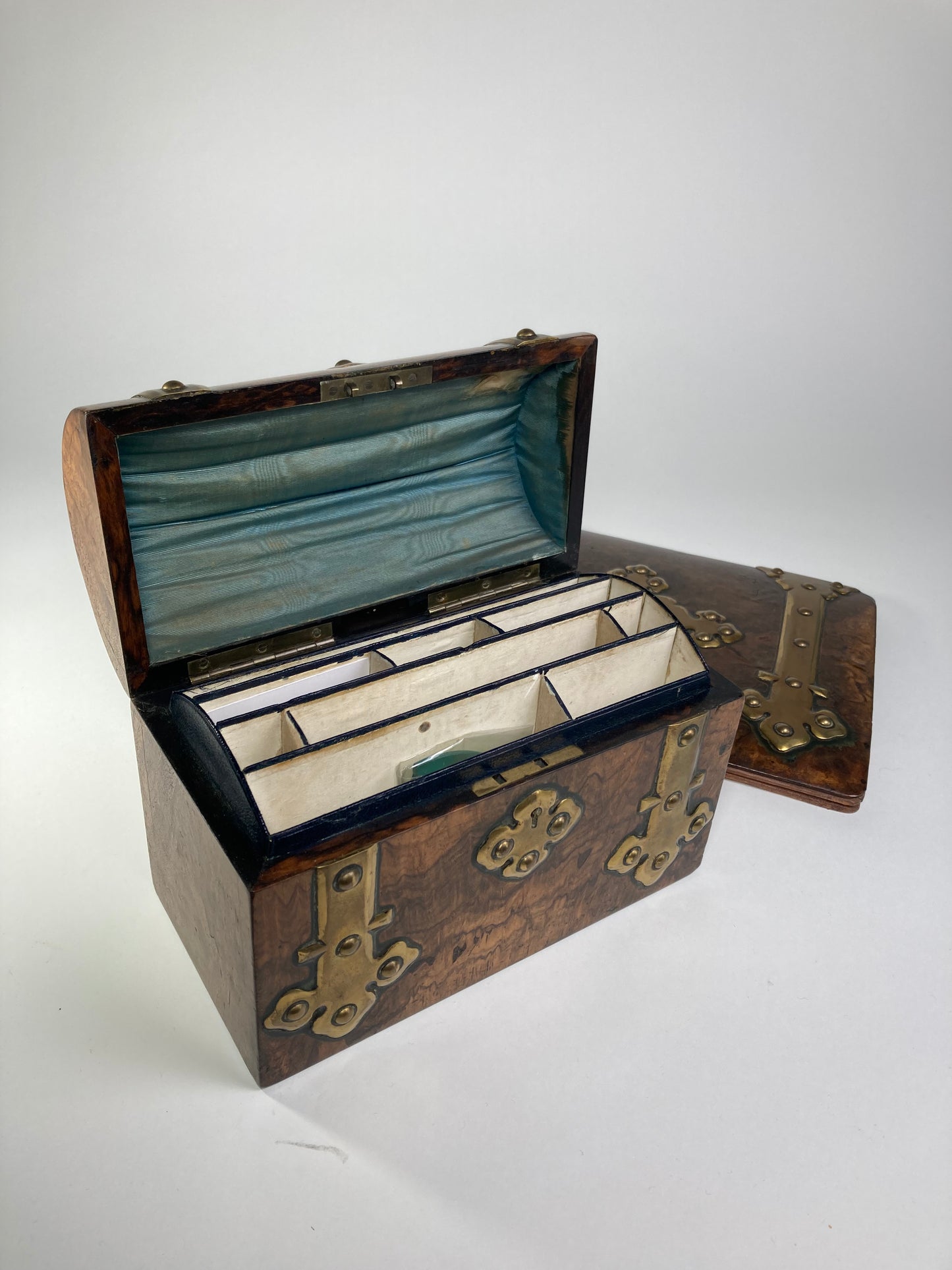 Charles Asprey Walnut and Brass Stationary Box & Blotter