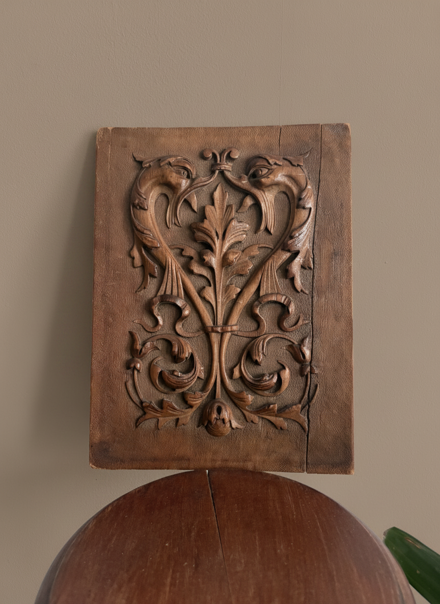 French 19th Century Hand Carved wooden panel