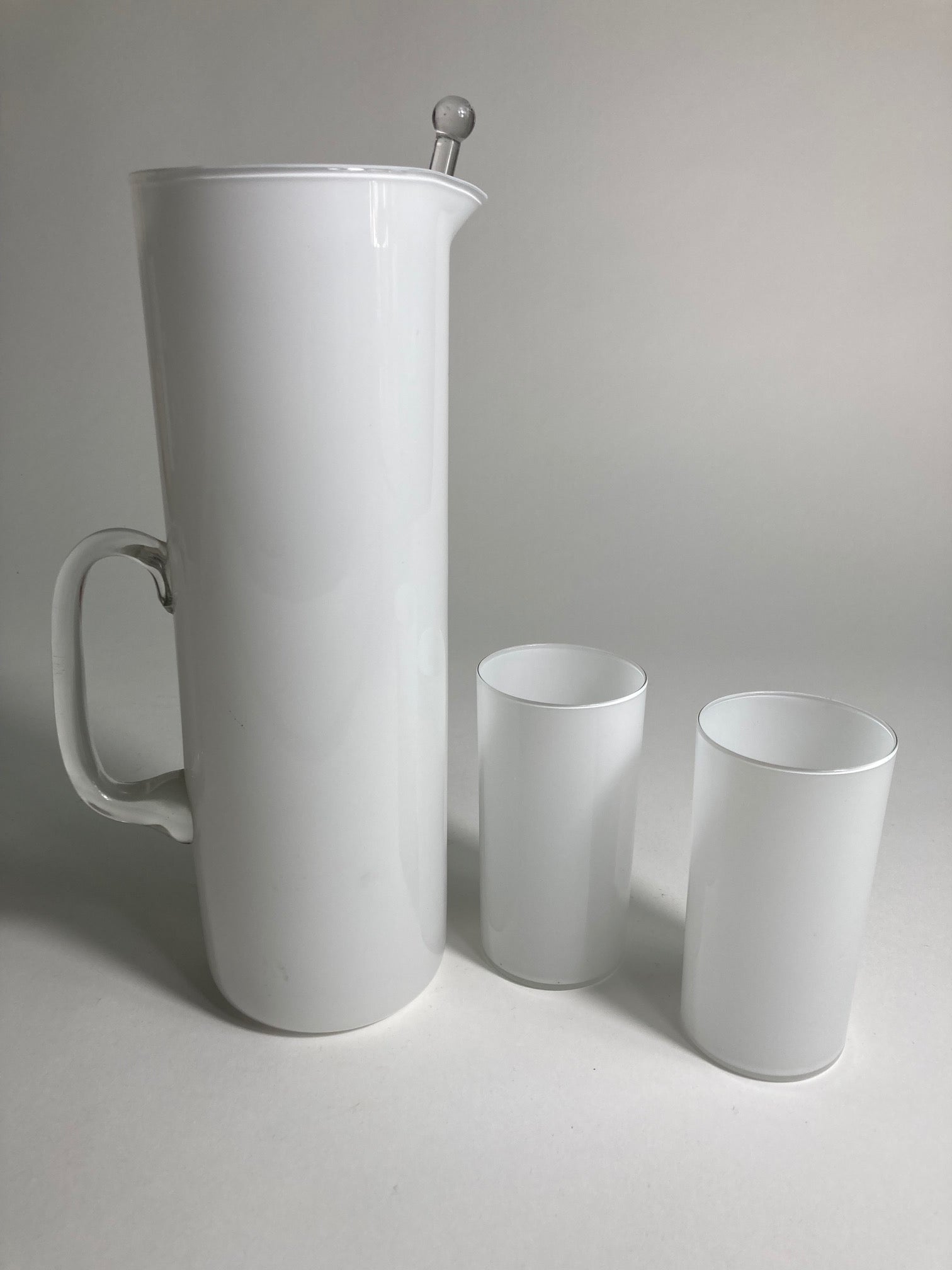A white milk  glass jug by Timo Sarpeneva for Littala Glass Finlandia