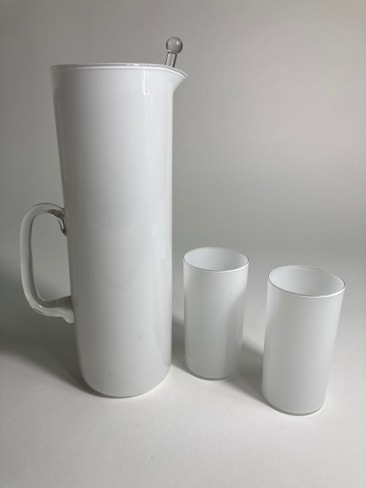 A white milk  glass jug by Timo Sarpeneva for Littala Glass Finlandia