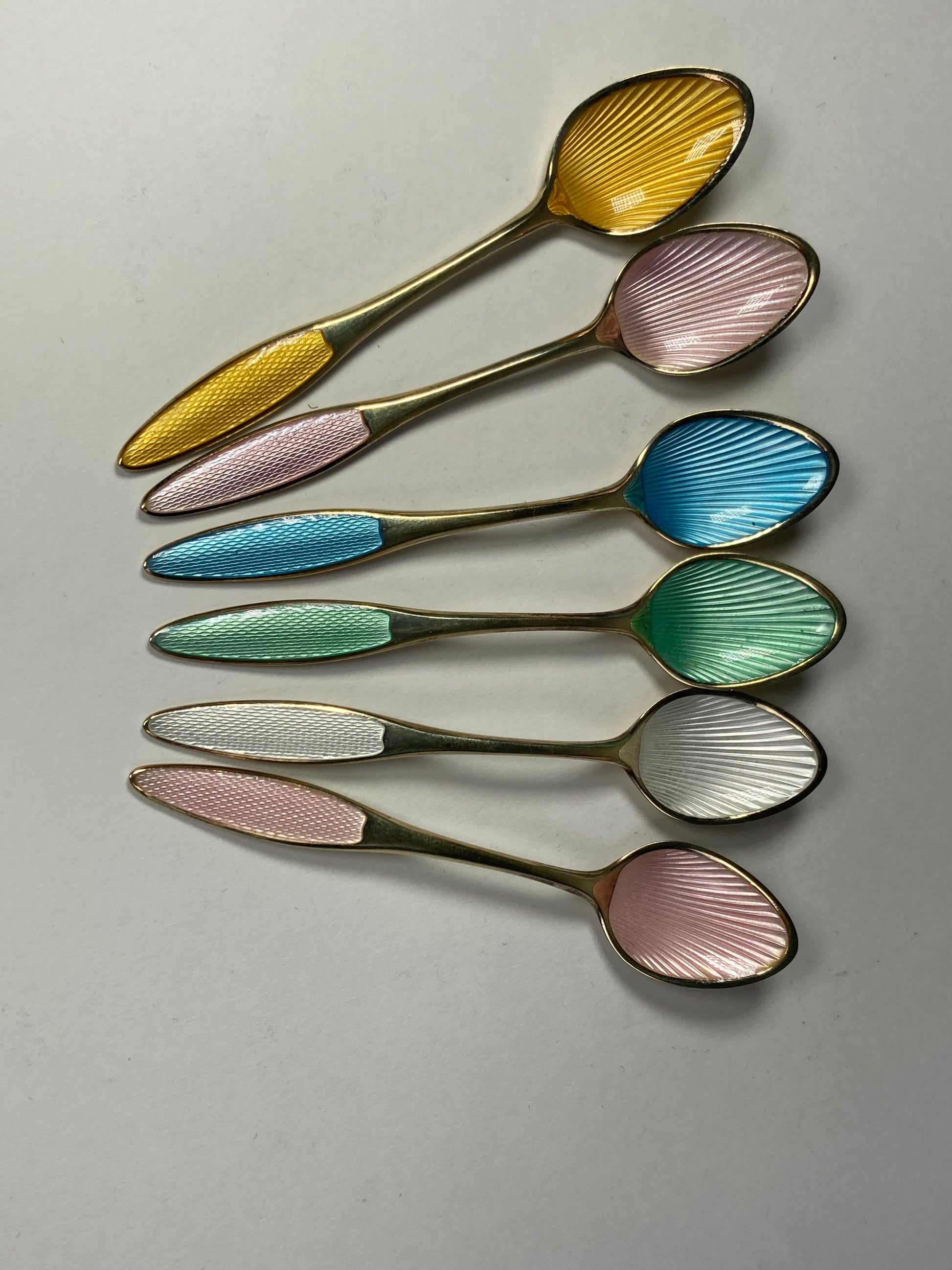 Set of Six Danish Enamel spoons