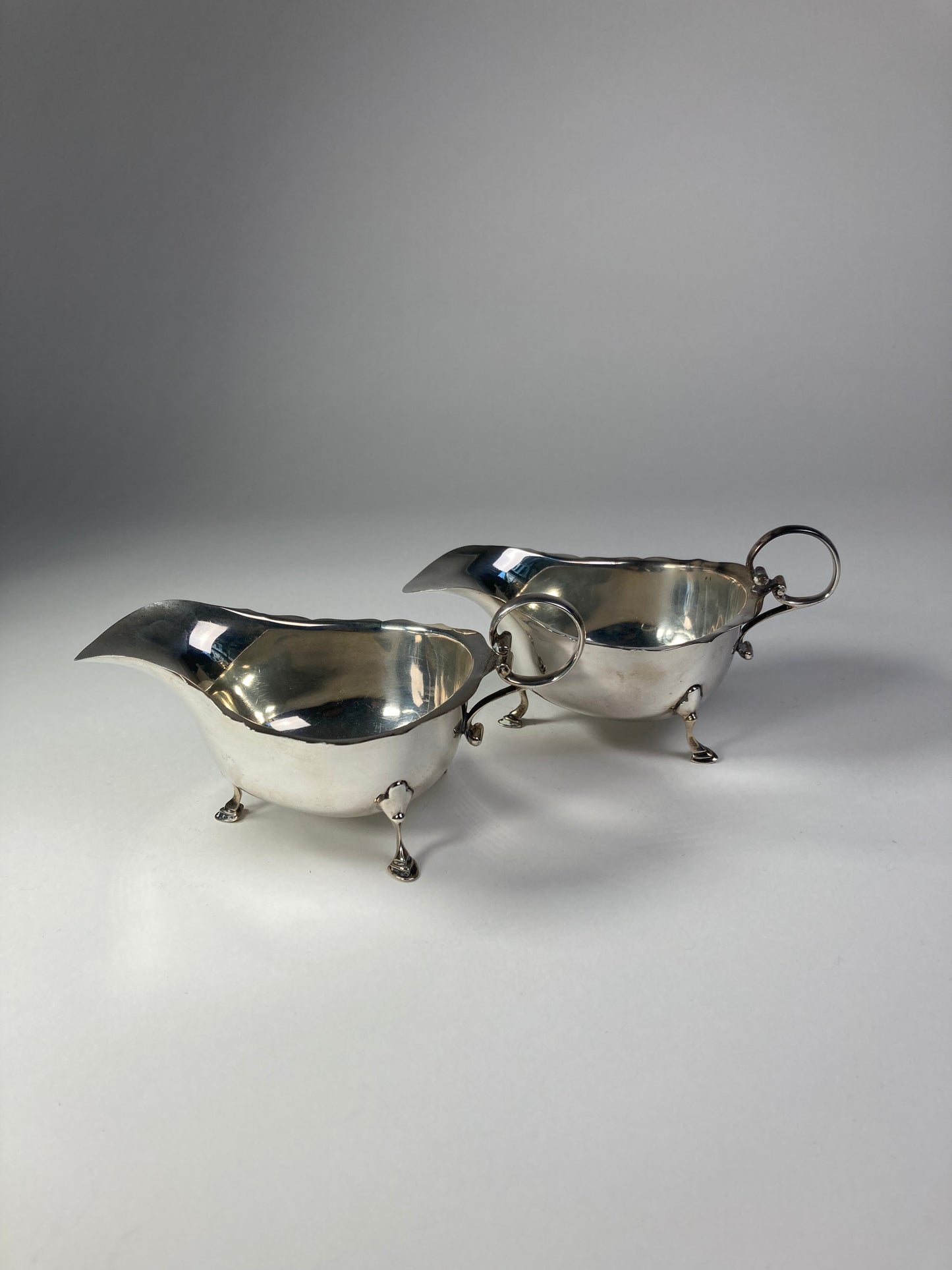 Asprey silver sauce boats side