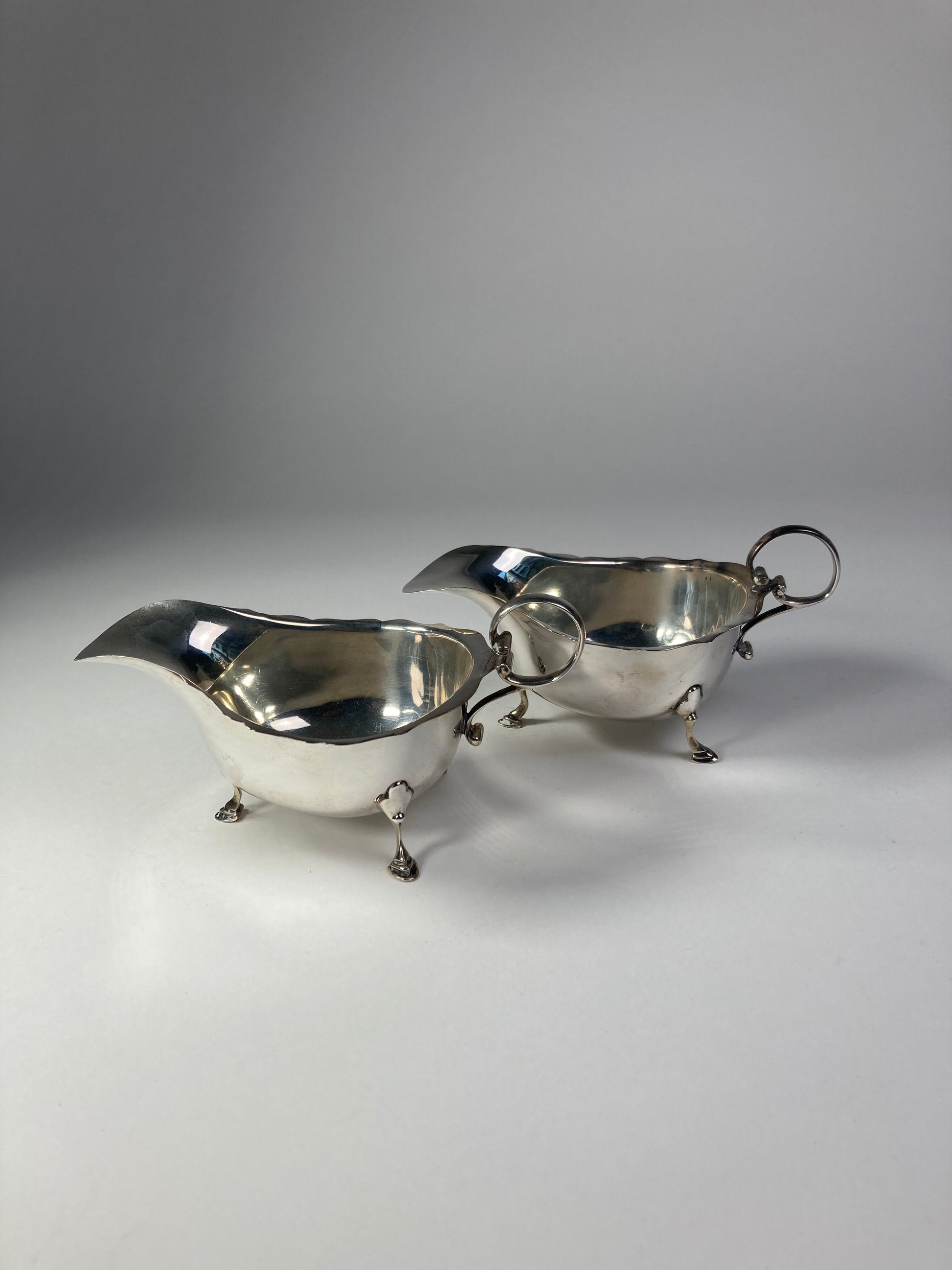 Asprey silver sauce boats side