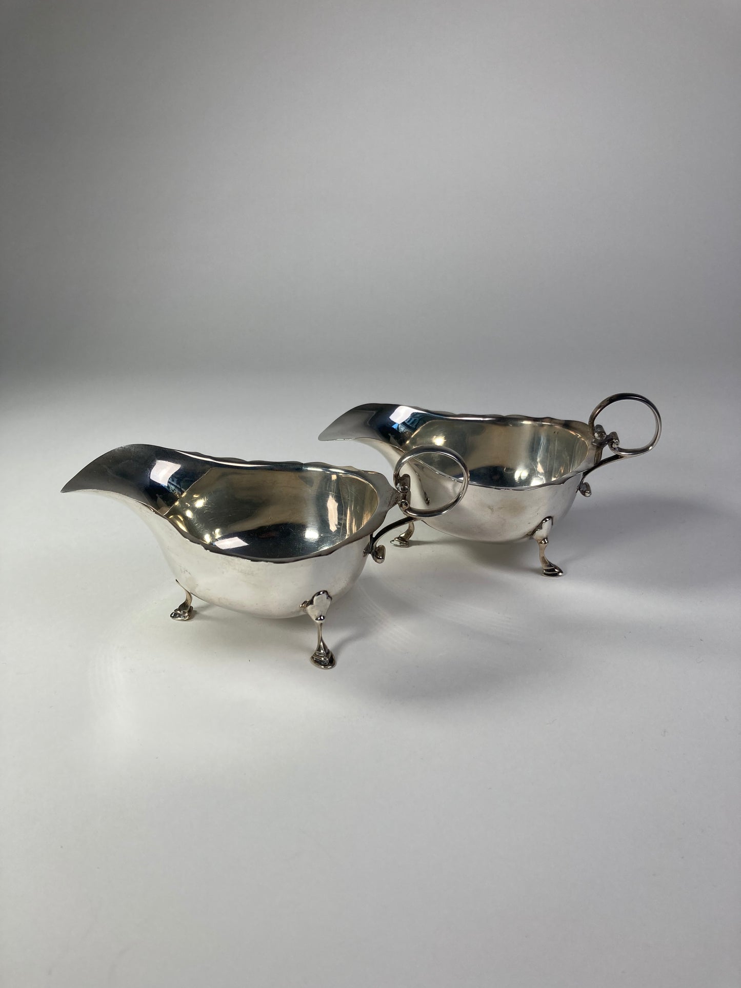 Asprey silver sauce boats front