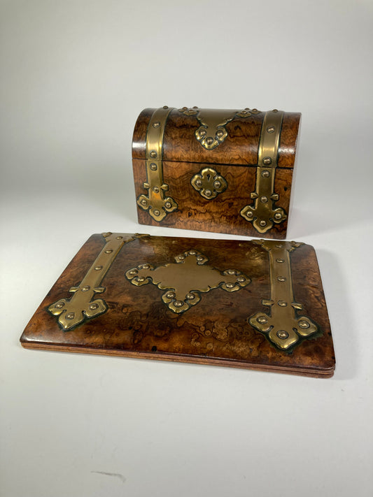 Asprey wood and Brass Stationary Box & Blotter