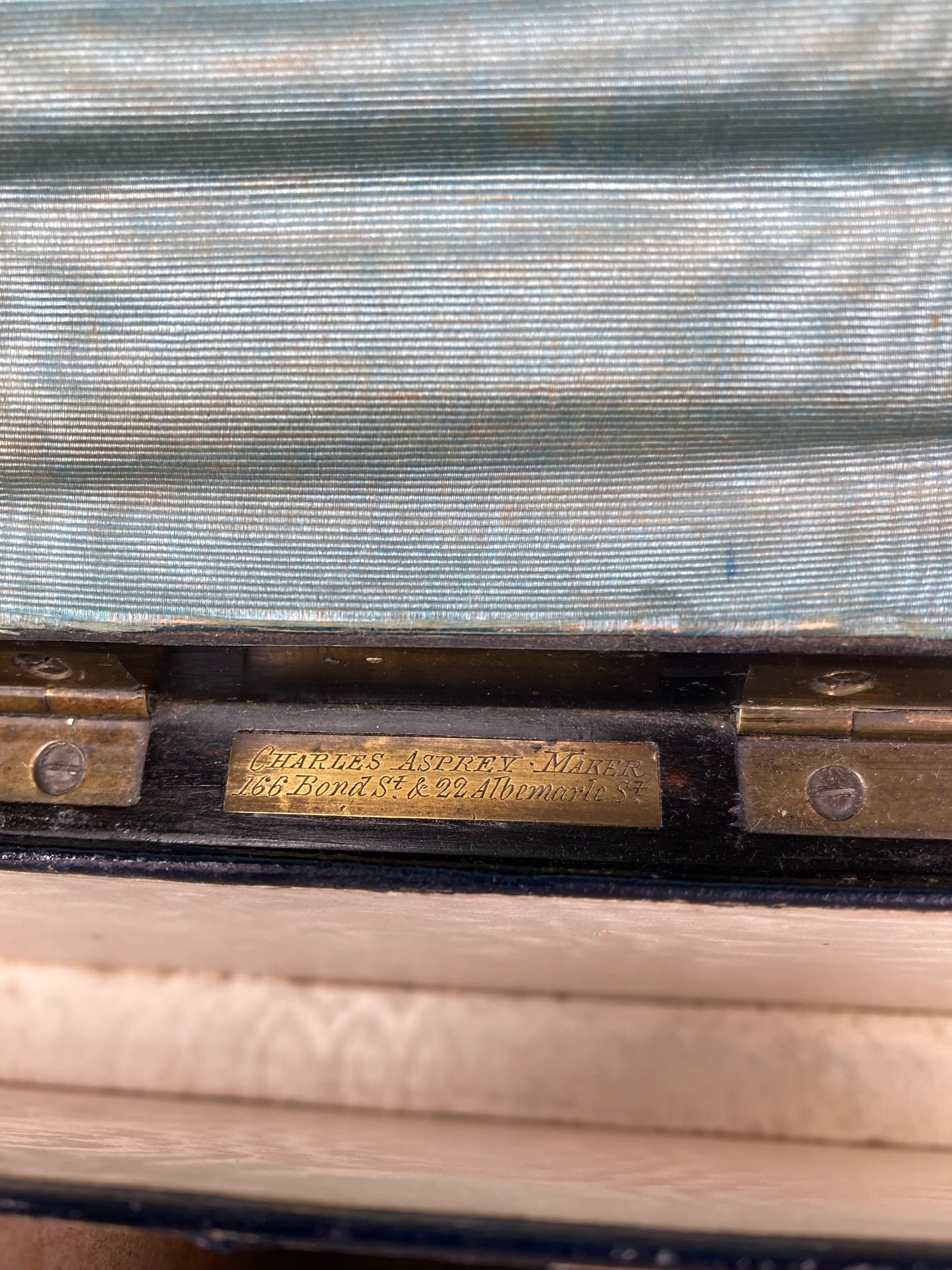 Charles Asprey Walnut and Brass Stationary Box & Blotter