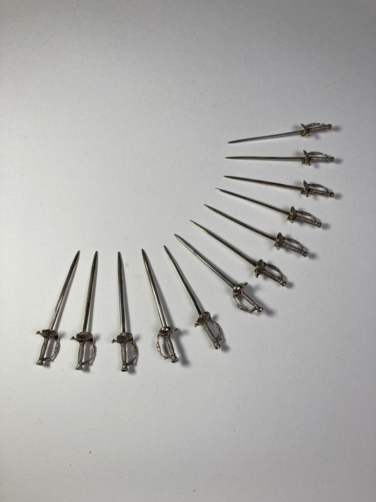 Tiffany & Co Sterling Silver Novelty Sword Cocktail Sticks