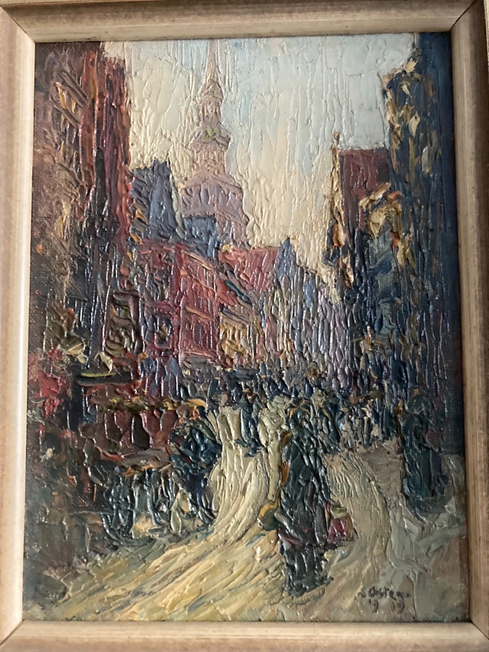Oil Painting Street Scene Oster 1919