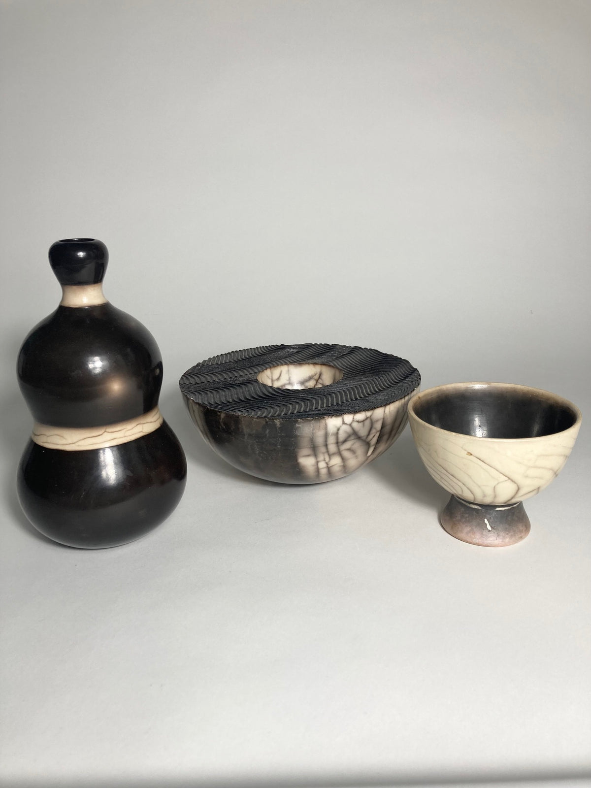 John Nuttgens - Raku Fired small footed bowl