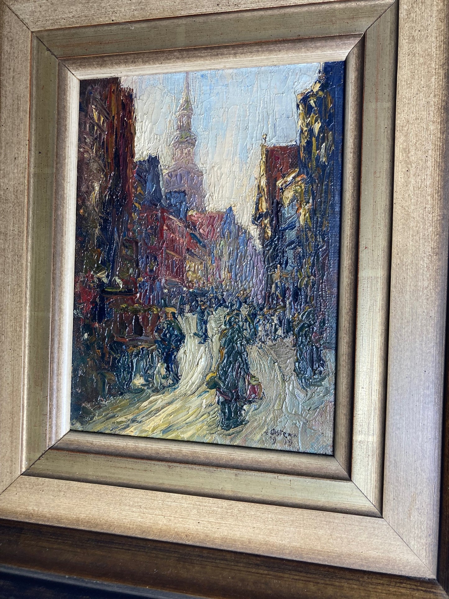 Oil Painting Street Scene Oster 1919
