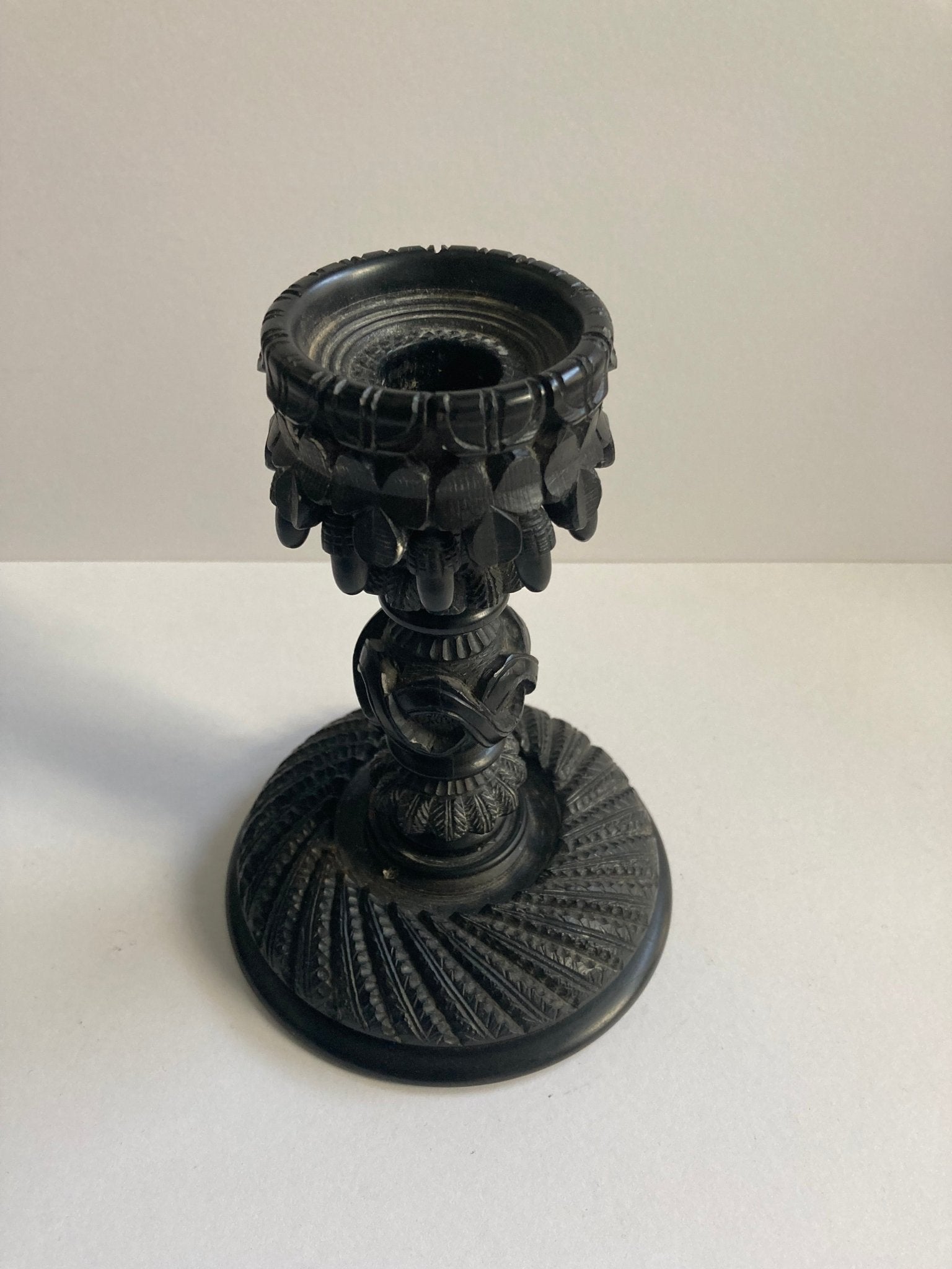 Irish Bog Oak Candlestick Holder C1890 - MADDEN & MCHUGH