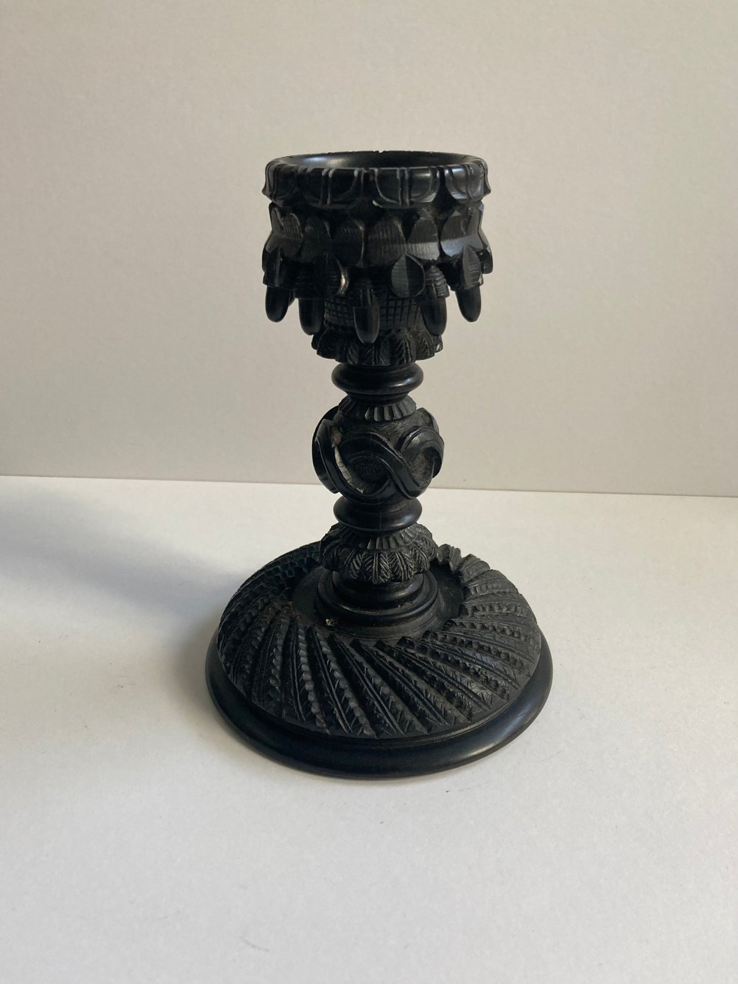 Irish Bog Oak Candlestick Holder C1890 - MADDEN & MCHUGH