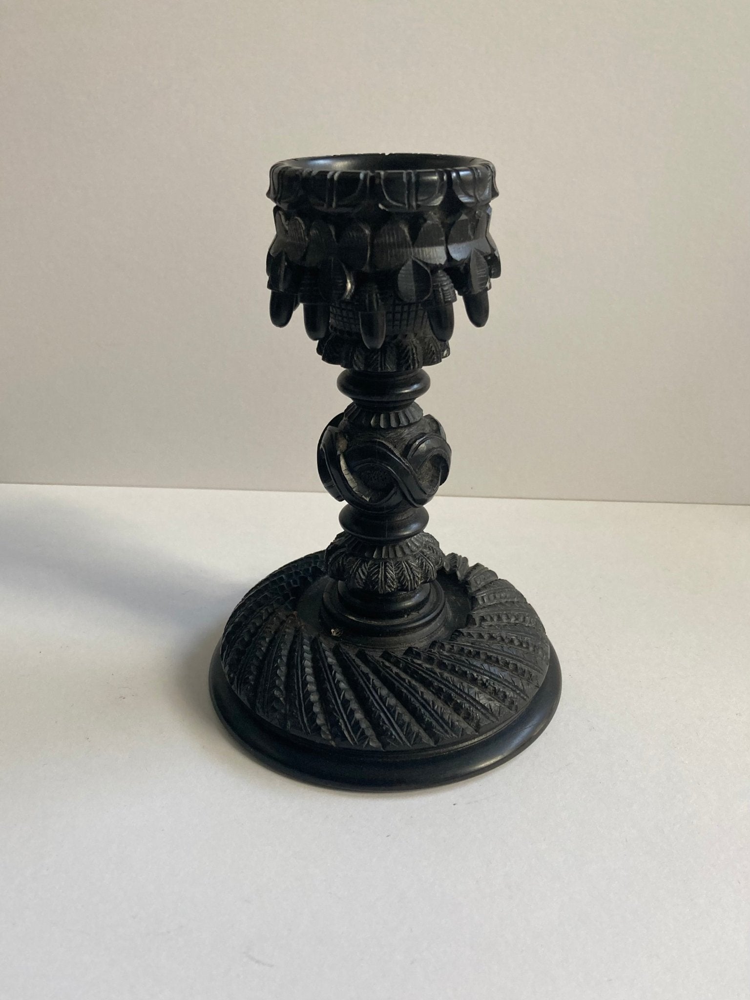 Irish Bog Oak Candlestick Holder C1890 - MADDEN & MCHUGH