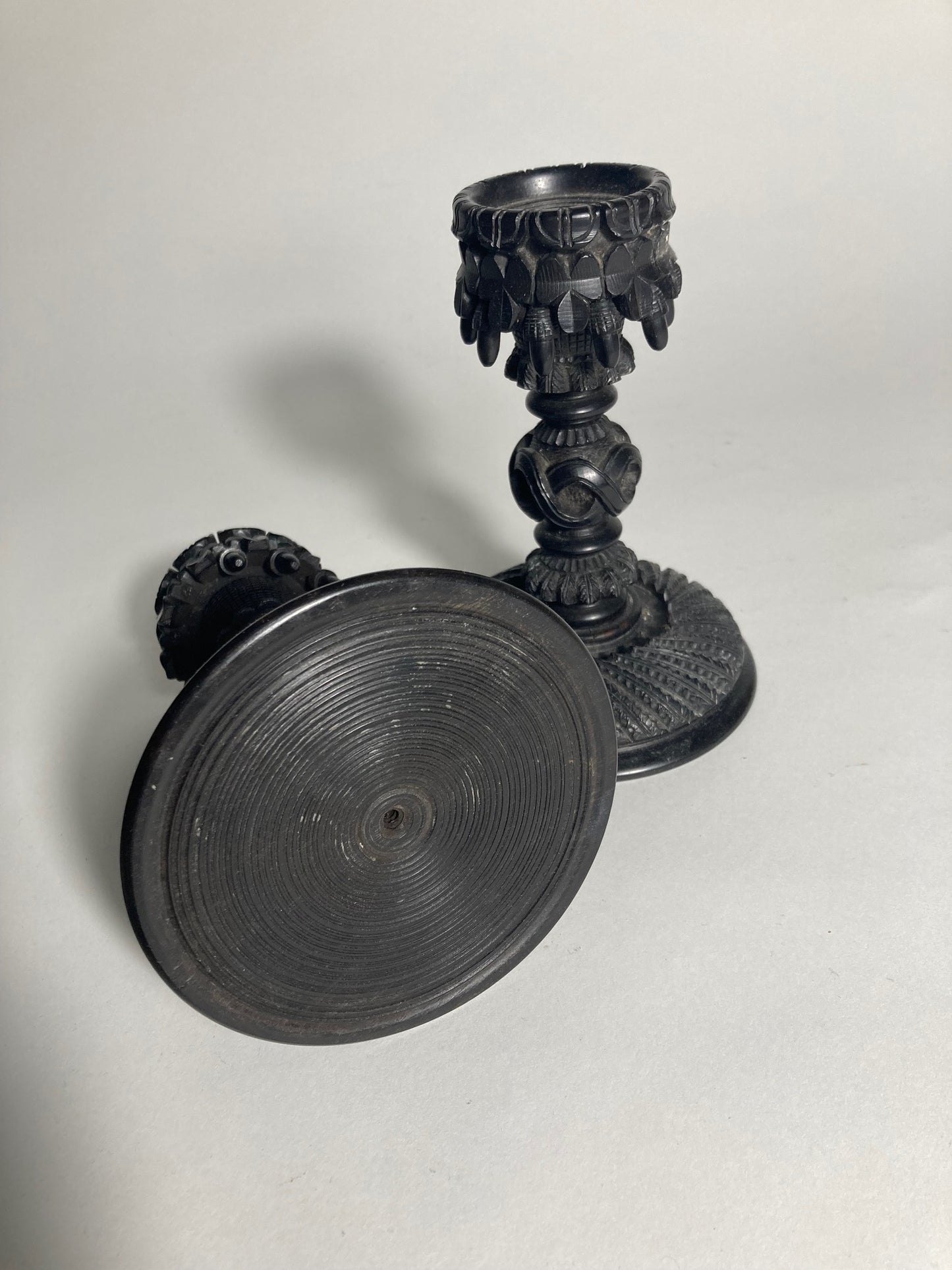 Irish Bog Oak Candlestick Holder C1890 - MADDEN & MCHUGH