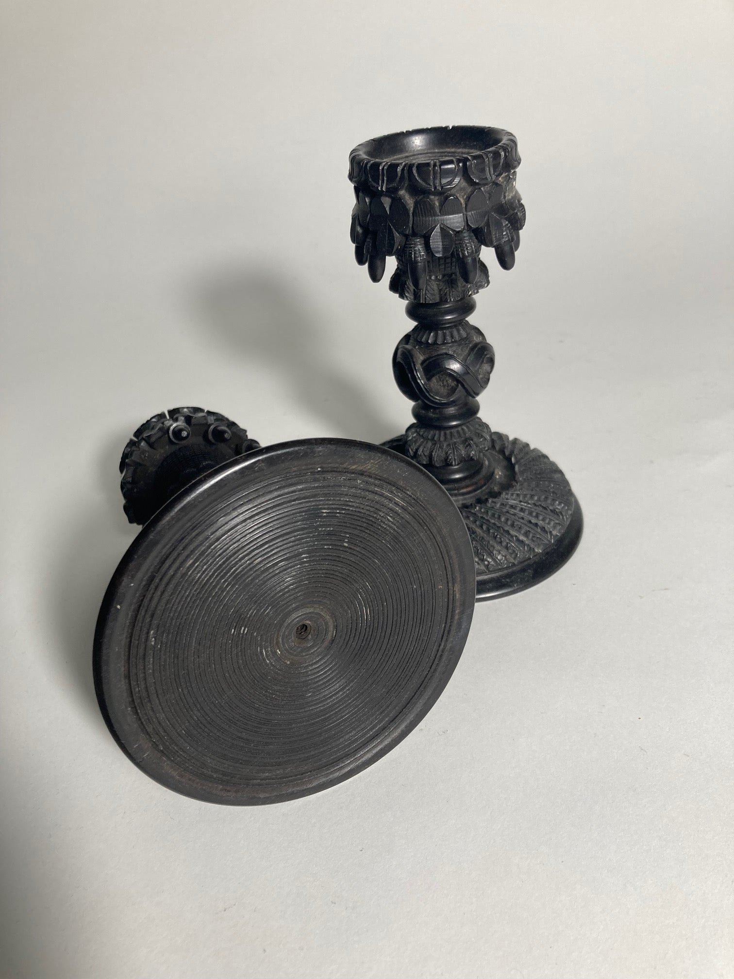 Irish Bog Oak Candlestick Holder C1890 - MADDEN & MCHUGH