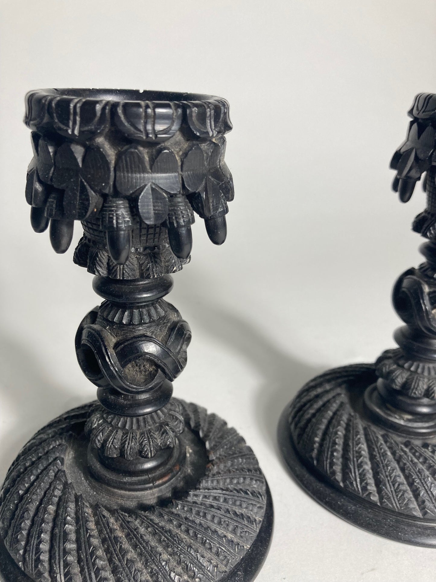 Irish Bog Oak Candlestick Holder C1890 - MADDEN & MCHUGH