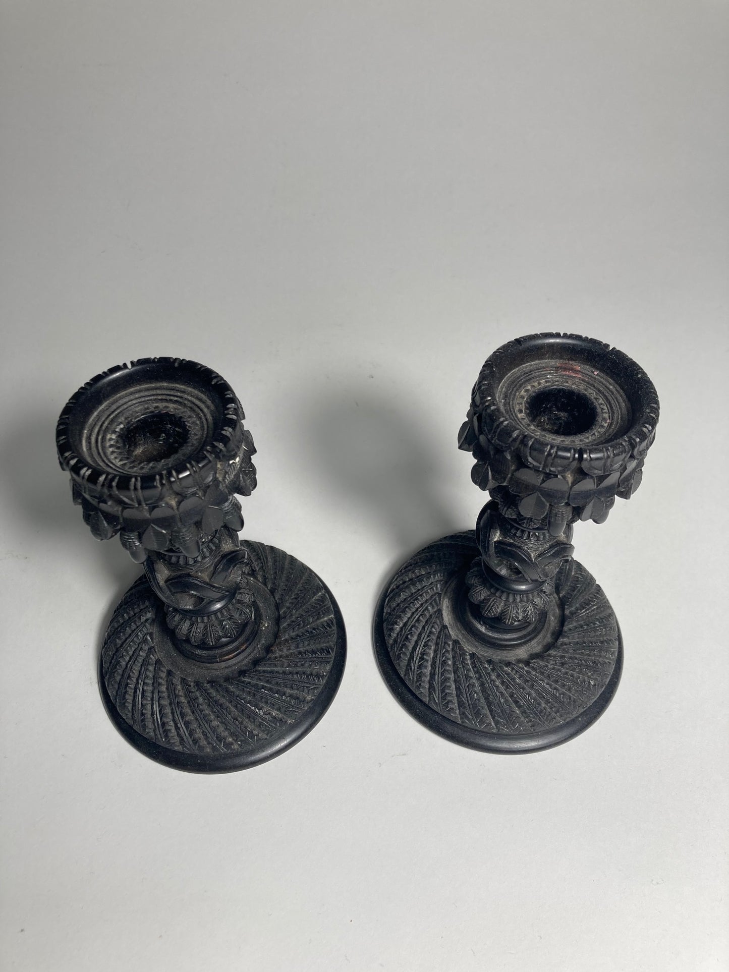 Irish Bog Oak Candlestick Holder C1890 - MADDEN & MCHUGH