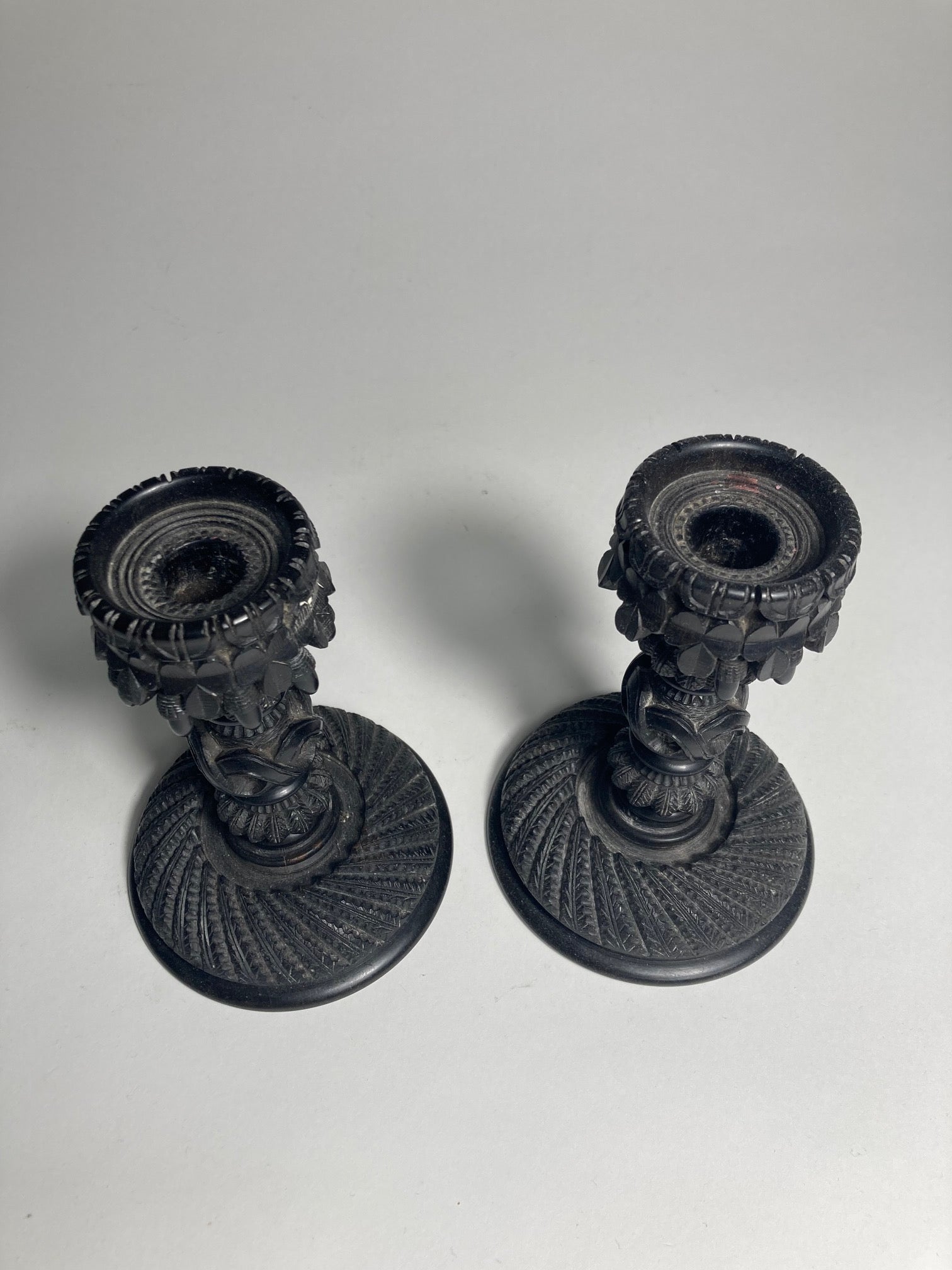 Irish Bog Oak Candlestick Holder C1890 - MADDEN & MCHUGH