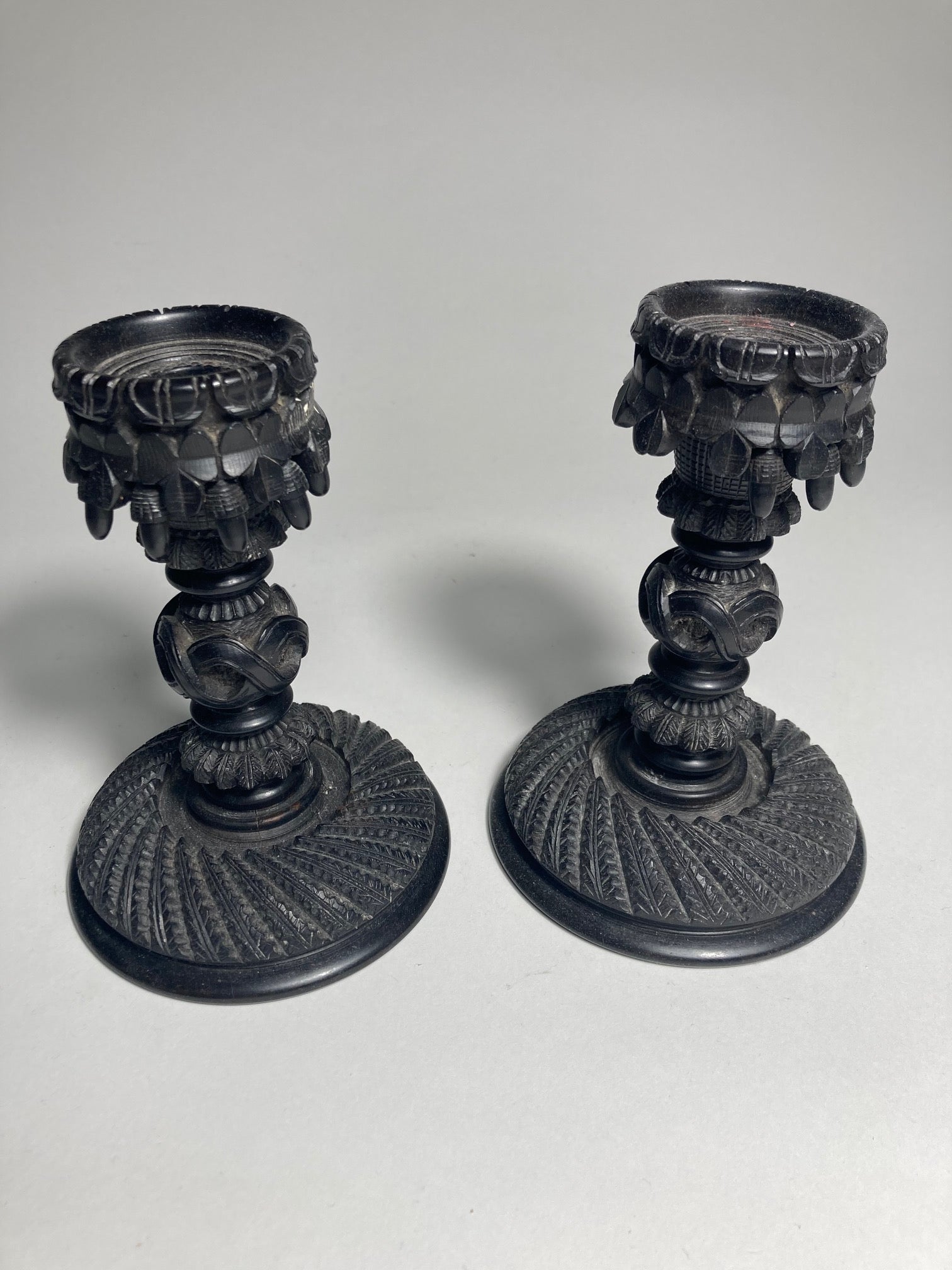 Irish Bog Oak Candlestick Holder C1890 - MADDEN & MCHUGH