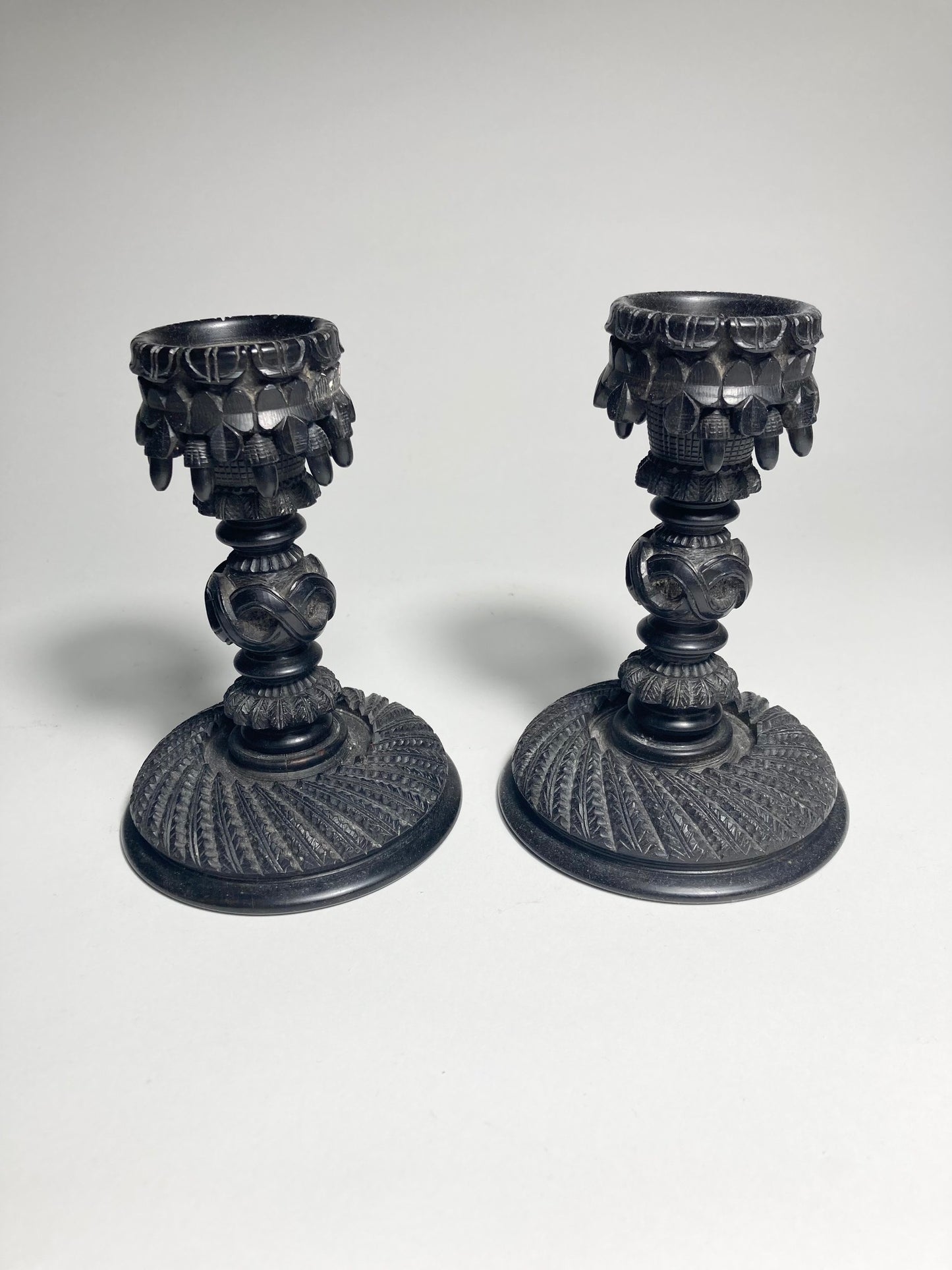 Irish Bog Oak Candlestick Holder C1890 - MADDEN & MCHUGH