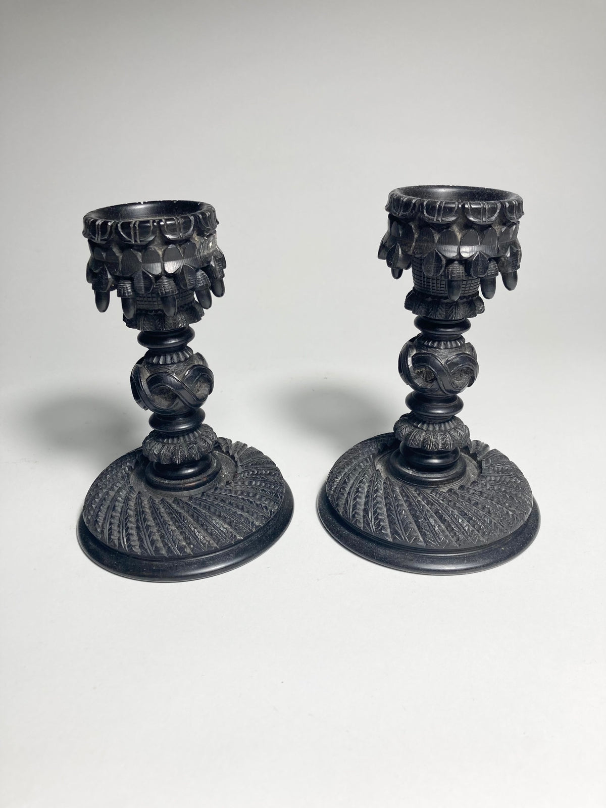 Irish Bog Oak Candlestick Holder C1890 - MADDEN & MCHUGH