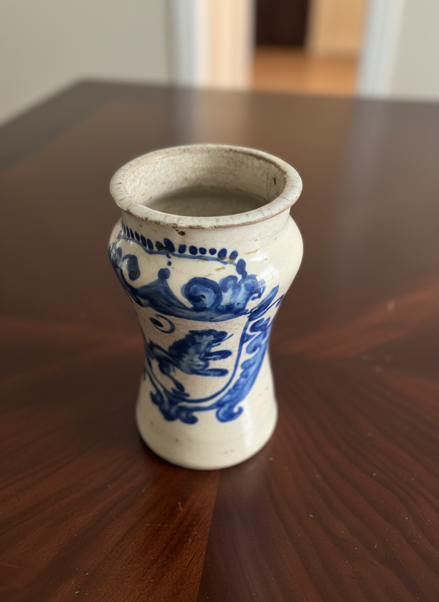 top view of a maiolica vase