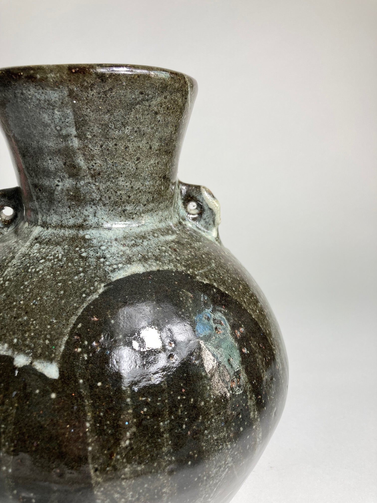 A substantial glazed Trevor Corser stoneware vase for Leach Pottery circa 1980s-1990s - close up view