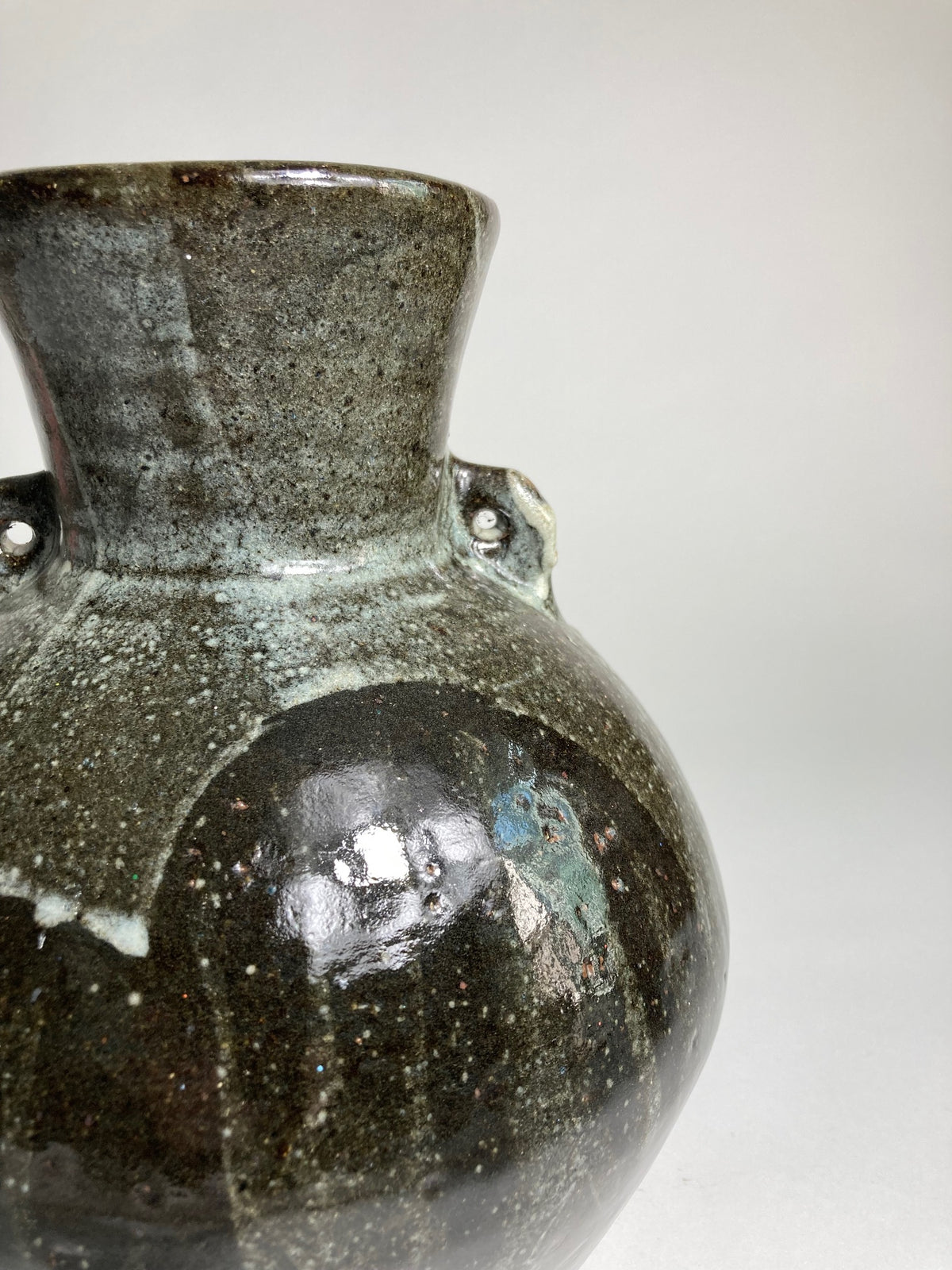 A substantial glazed Trevor Corser stoneware vase for Leach Pottery circa 1980s-1990s - close up view